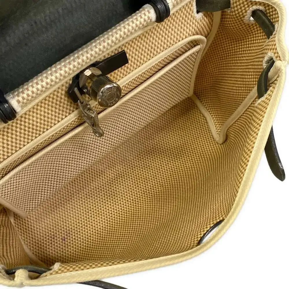 Hermès Herbag PM Handbag Cream Black Toile GM Leather